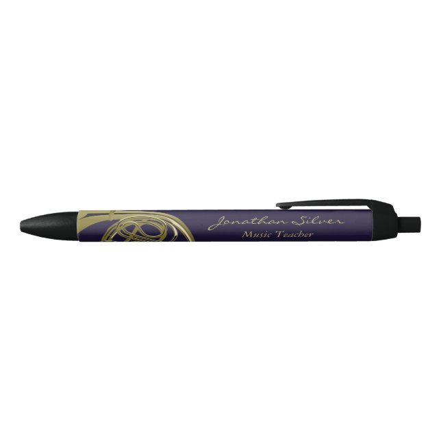 Music Teacher Piano Keys French Horn Professional Black Ink Pen (Top)