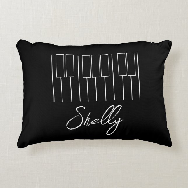 Music Teacher Piano Student Keyboard Black White Accent Pillow (Front)