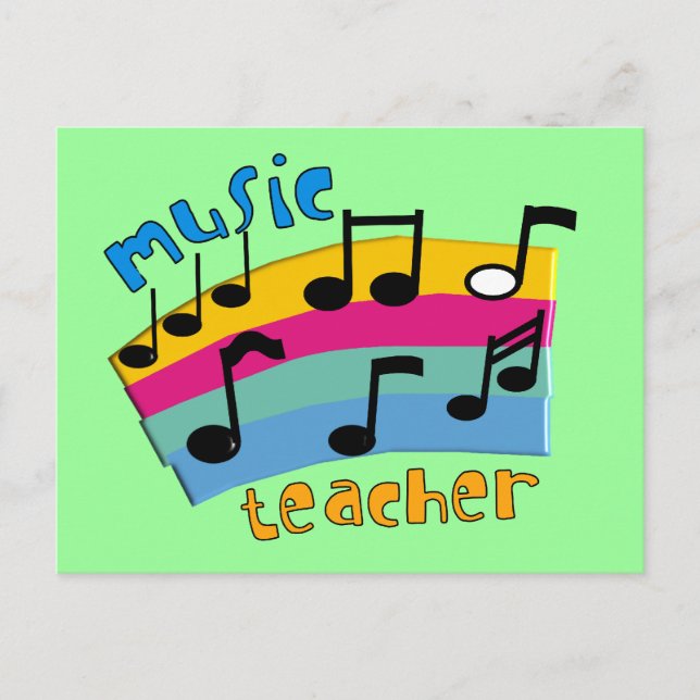 Music Teacher Rainbow Notes Gifts Postcard (Front)