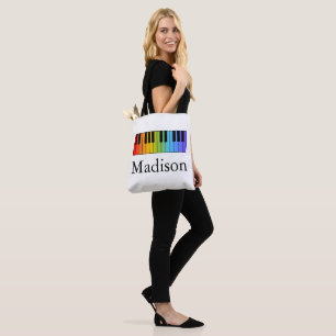 Music Teacher Rainbow Piano Keyboard Personalized Tote Bag