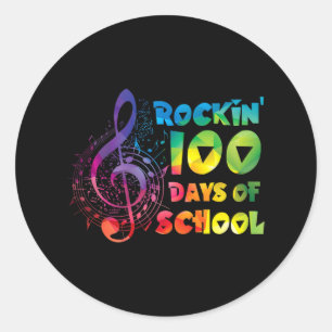 Music Teacher -rockin 100 Days Of School Music Key Classic Round Sticker