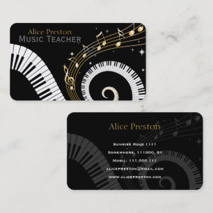 Music Teacher   Spiral Piano Business Card