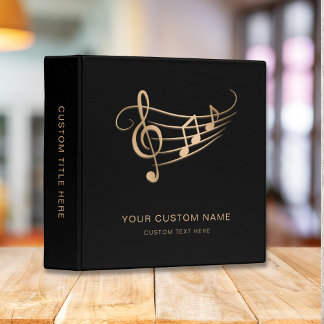 Music Teacher&Student Gold&Black Notes Elegant Binder