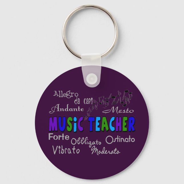 Music Teacher Terminology Design Keychain (Front)