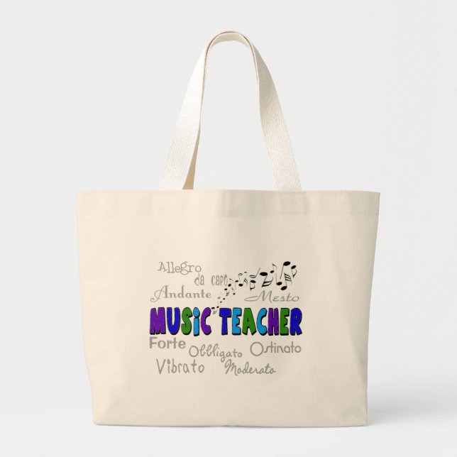 Music Teacher Terminology Design Large Tote Bag (Front)