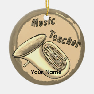 Music Teacher Tuba Premium Round Ornament