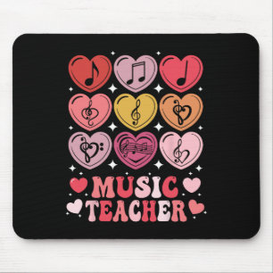 Music Teacher Valentine's Day Musical Notes Hearts Mouse Pad
