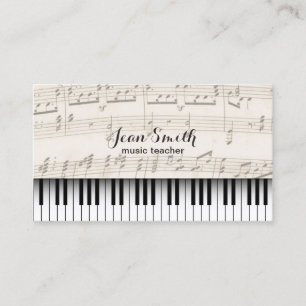 Music Teacher Vintage Piano Keys Business Card