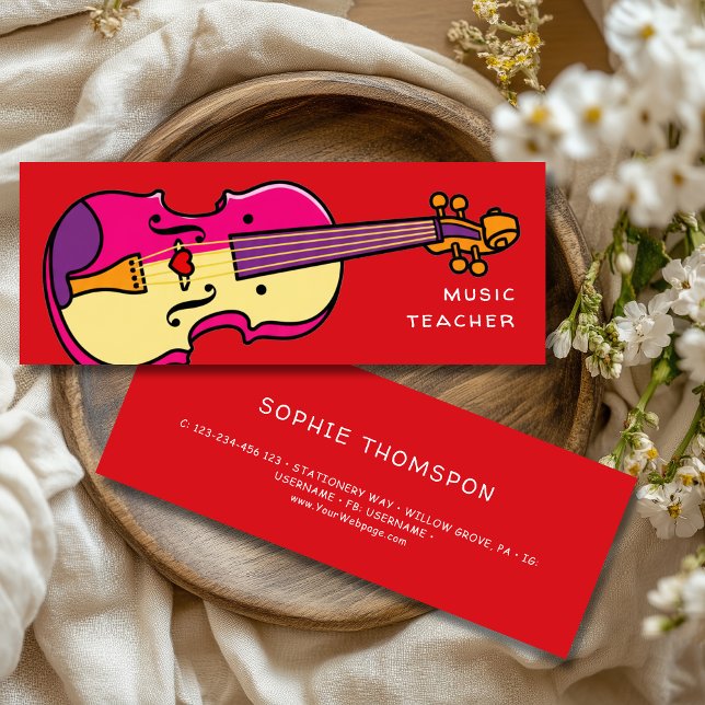 Music teacher violin private lessons mini business card (Creator Uploaded)