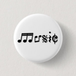 Music Text Design 1 Inch Round Button