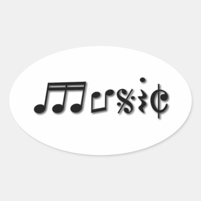 Music Text Design Oval Sticker (Front)