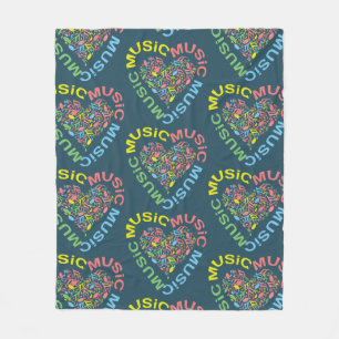 Music Text Heart Notes  Fleece Blanket
