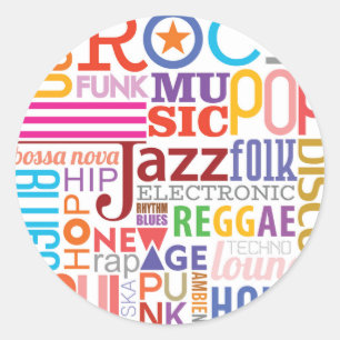 Music Text Styles Classic Round Sticker