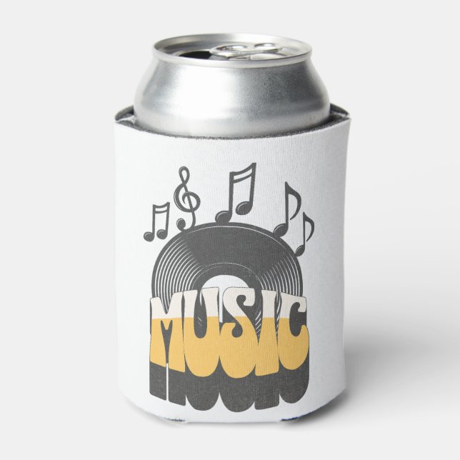 Music text with vinyl record can cooler (Can Front)