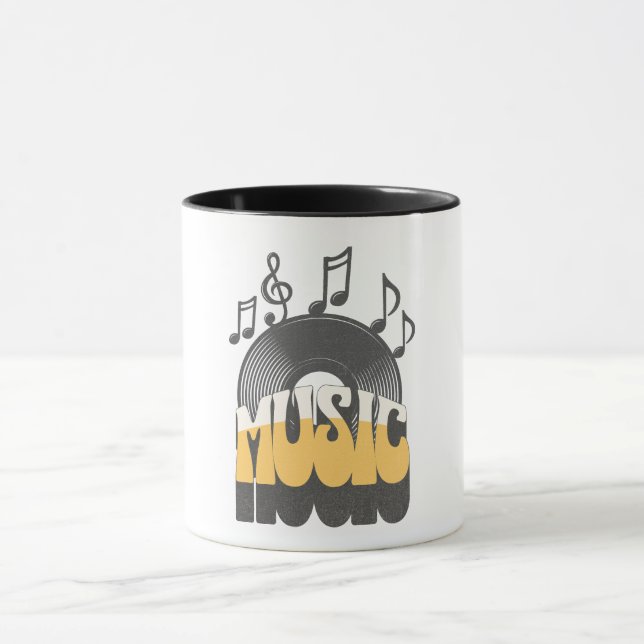 Music text with vinyl record mug (Center)