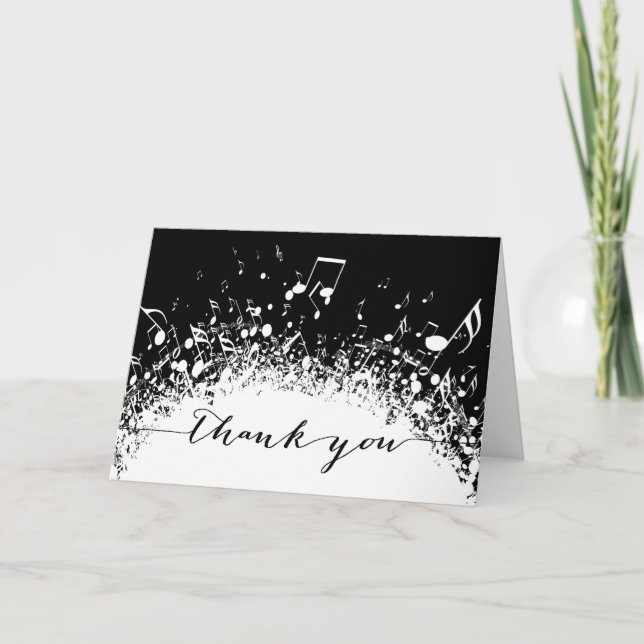 music thank you black and white explosion card (Front)