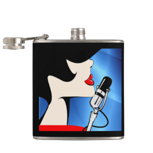 Music Theme Flask, Female Singer, Songbird Flask, Hip Flask