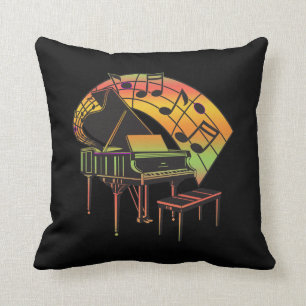 Music Theme Illustration-Abstract Piano Throw Pillow