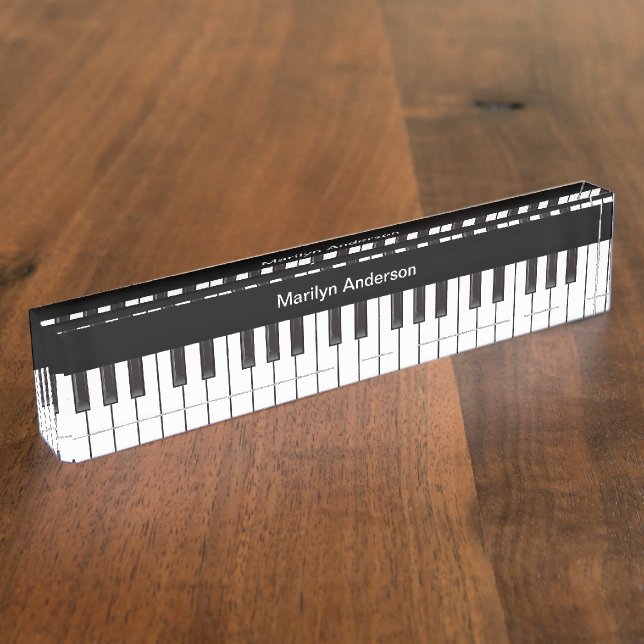 Music Theme Piano Monogram Nameplate (Side)