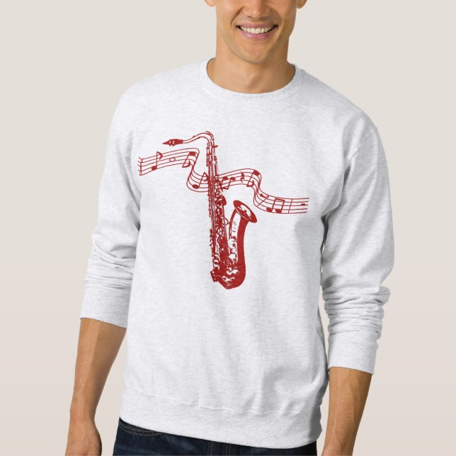 Music theme Red Saxophone and notes -Sweatshirt Sweatshirt (Front)