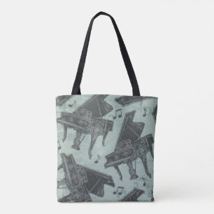 Music Theme Tote Bag Music note piano book bag
