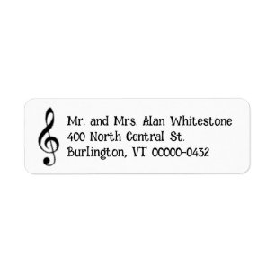 Music Themed Black and White Return Address Labels