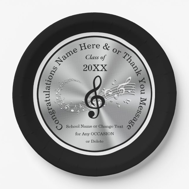 Music Themed Graduation Party Ideas, Music Note Paper Plate (Front)