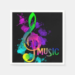 Music Themed Rainbow Treble Clef Napkin