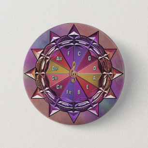 Music Theory Circle of Fifths Mandala 2 Inch Round Button