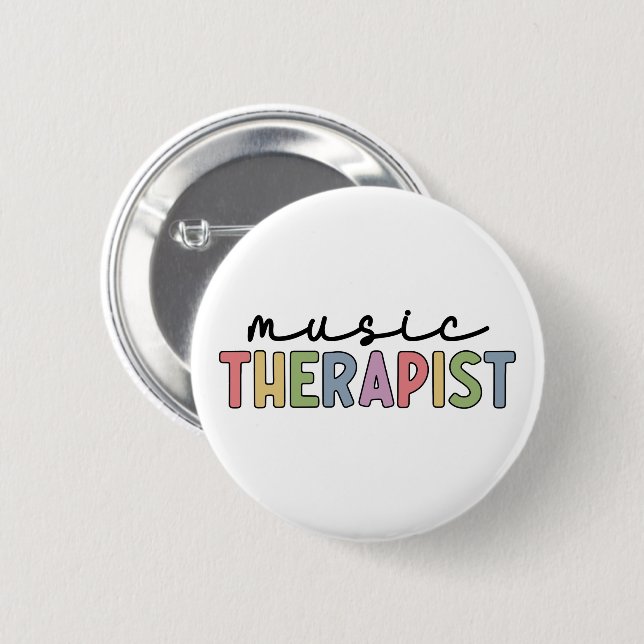 Music Therapist Retro Music Therapy Gifts 2 Inch Round Button (Front & Back)