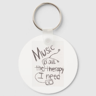 music therapy white keychain