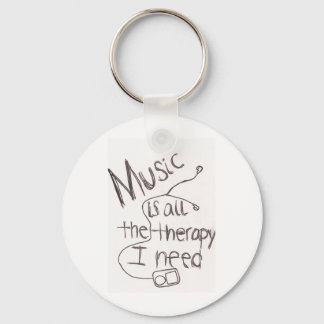 music therapy white keychain