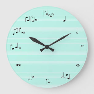 Music time clock - pastel mint blue