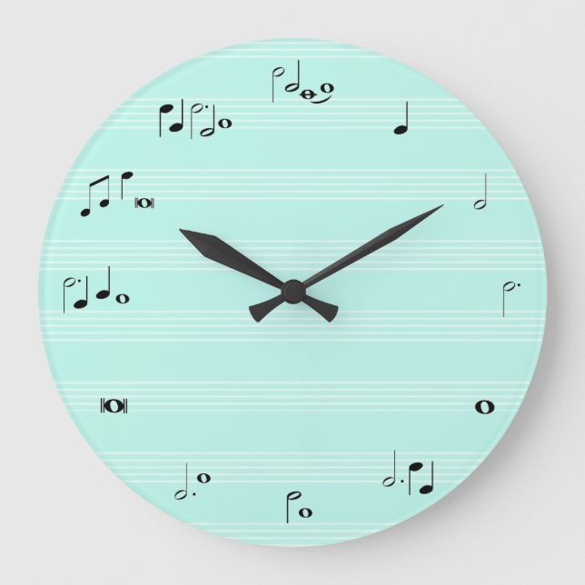 Music time clock - pastel mint blue (Front)