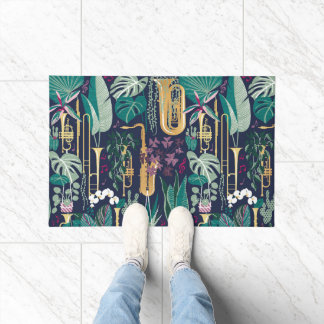 Music to my eyes // musical instruments and plants doormat