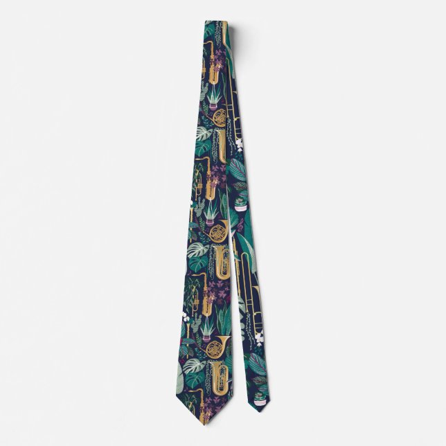 Music to my eyes // musical instruments and plants tie (Front)