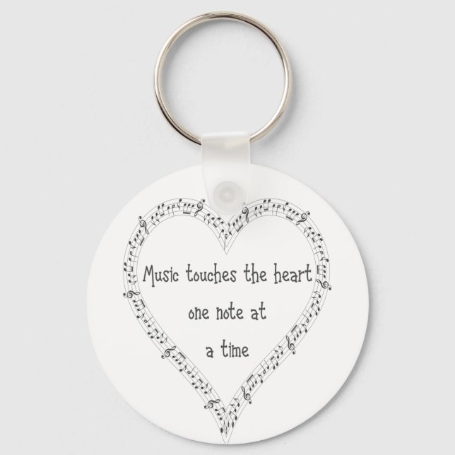 Music Touches the Heart Inspirational Quote Keychain (Front)