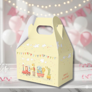 Music train with wild animals kids birthday favor box
