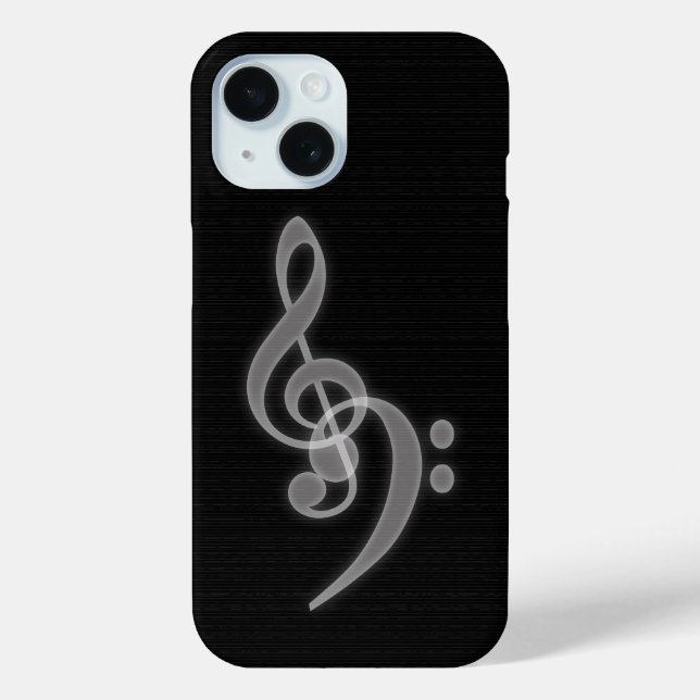 Music - Treble and Bass Clef iPhone 15 Case (Back)