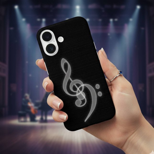 Music - Treble and Bass Clef iPhone 16 Case (Hit all the right notes! Stylish iPhone 16 case for music lovers.)