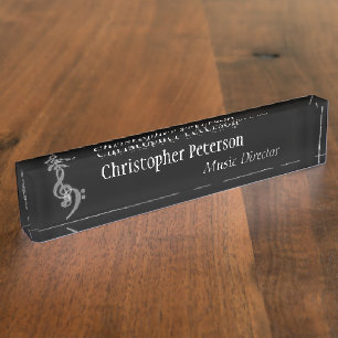 Music - Treble and Bass Clef Nameplate