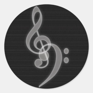 Music - Treble and Bass Clef - Round Sticker