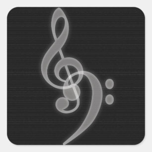 Music - Treble and Bass Clef Square Stickers