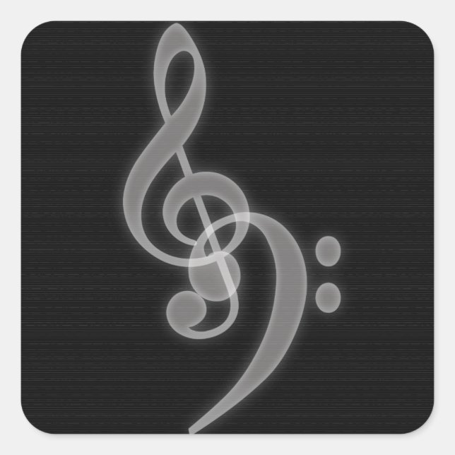 Music - Treble and Bass Clef Square Stickers (Front)