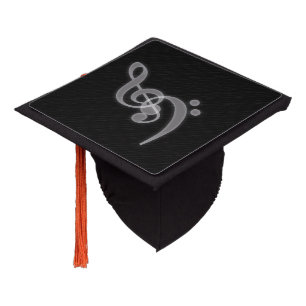 Music - Treble and Bass Clef Tassel Cap Topper