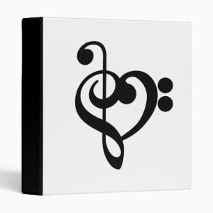 Music Treble Bass Clef Heart Binder