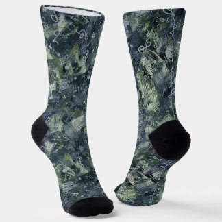 Music Treble Clef and Notes Abstract Pattern Socks