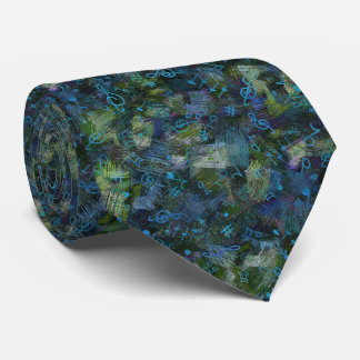Music Treble Clef and Notes Abstract Pattern Tie