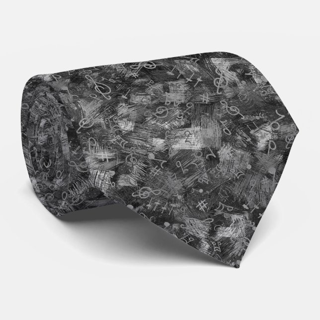 Music Treble Clef and Notes Abstract Pattern Tie (Rolled)