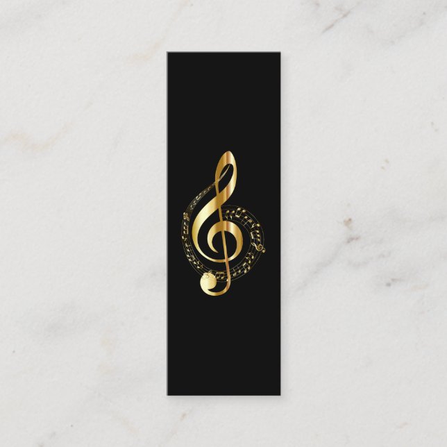 Music Treble Clef Chrome Personalized Mini Business Card (Front)